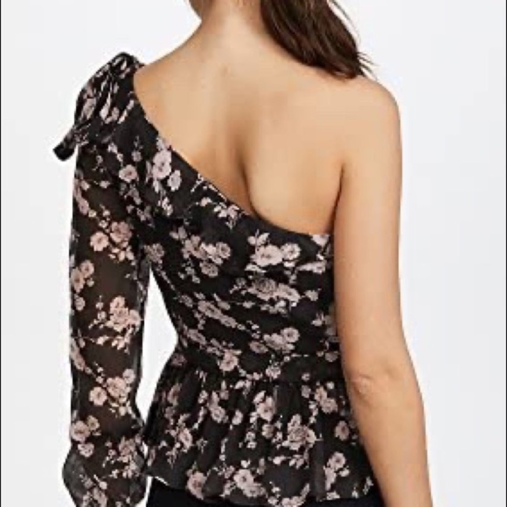 For love and lemons Theo top one shoulder floral long sleeve elegant top Xs NWT - Picture 2 of 5